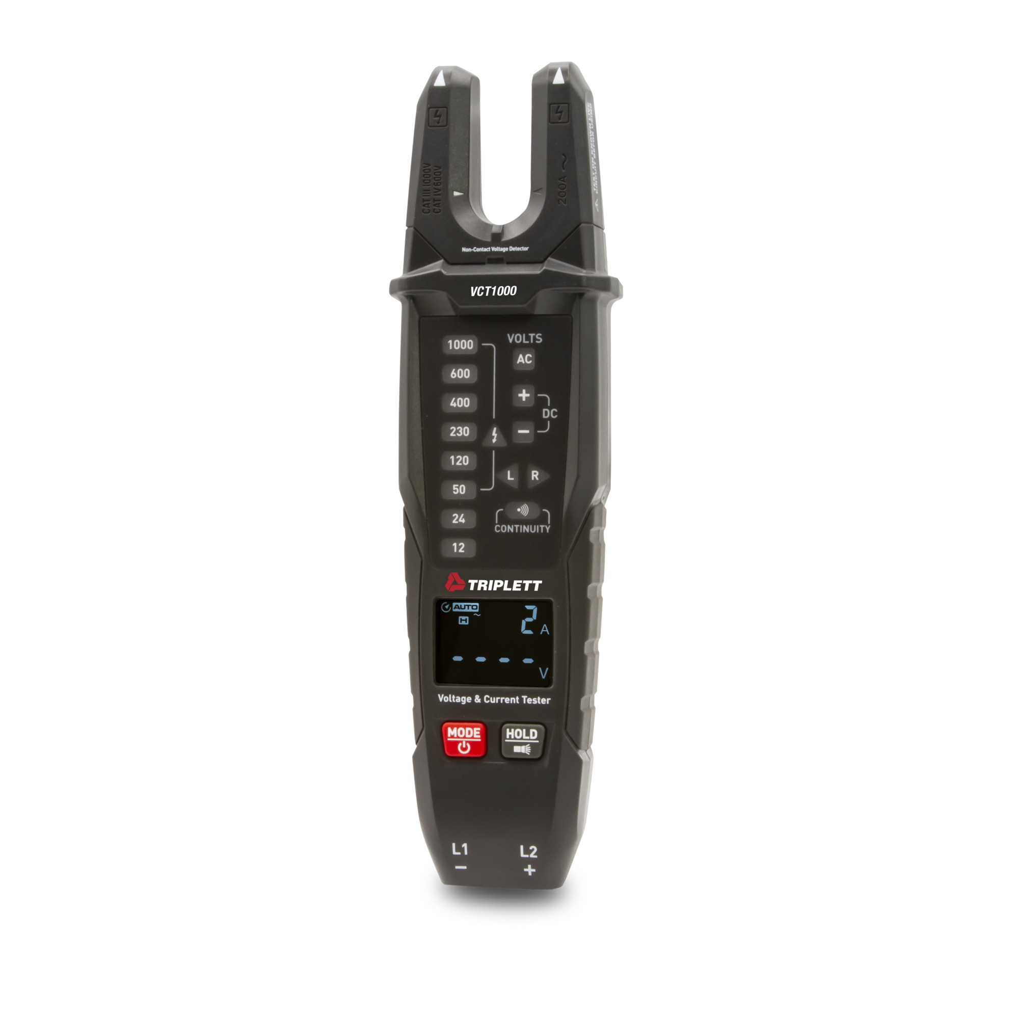 Triplett Voltage and Current Tester — Measures Up to 200A, AC/DC Voltage, Phase Rotation, Model# VCT1000